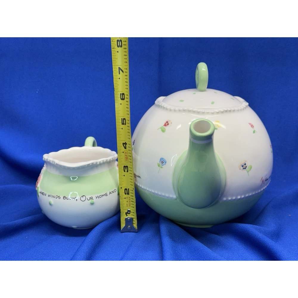 VTG Y2K Susan Branch Teapot Kettle & Creamer Sings From Happiness That Is Home - Picture 10 of 13